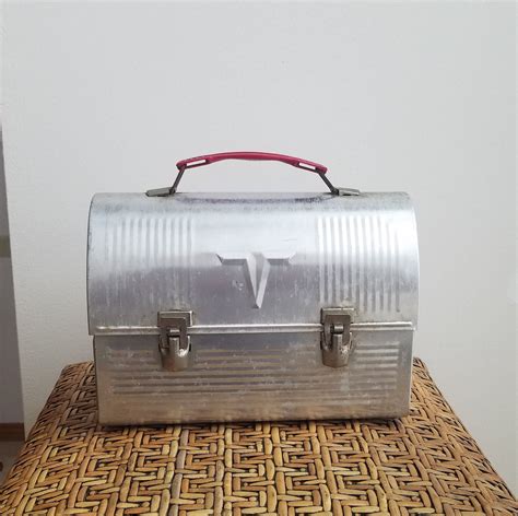 vintage metal lunch box with thermos|antique lunch boxes metal.